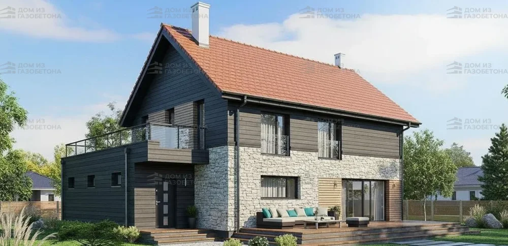 Проект Двухэтажный дом 15 на 15, 199 м2