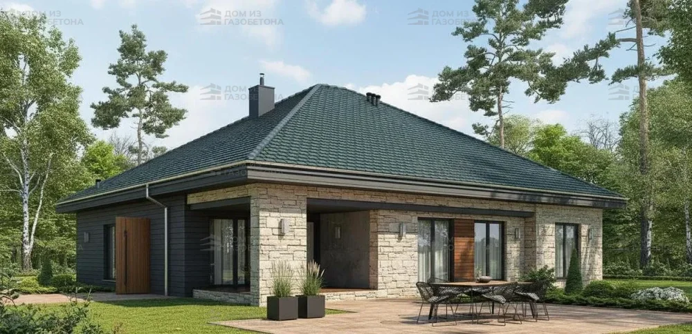 Проект Одноэтажный дом 17 на 17, 190 м2