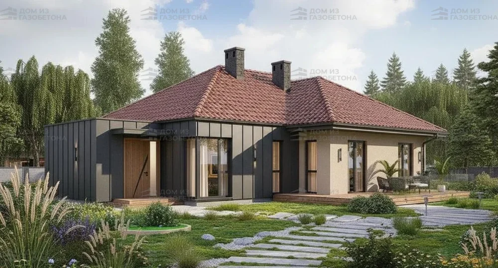 Проект Одноэтажный дом 13 на 13, 122 м2